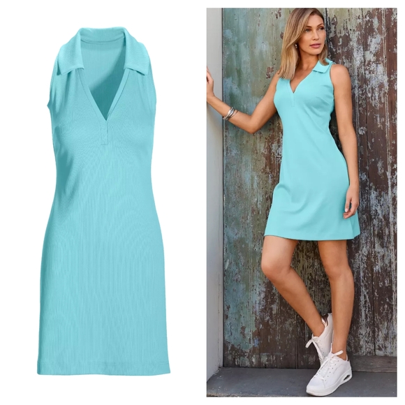 Boston Proper Dresses & Skirts - Boston Proper Sleeveless Collared Rib Knit Dress